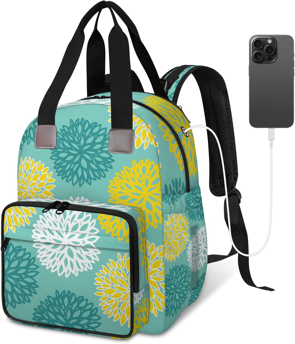 Colourful Leaves Diaper Bag Backpack for Travel, Waterproof Diaper Bag with Insulated Bottle Pockets & USB Port, Large Capacity Baby Bag for Moms & Dads