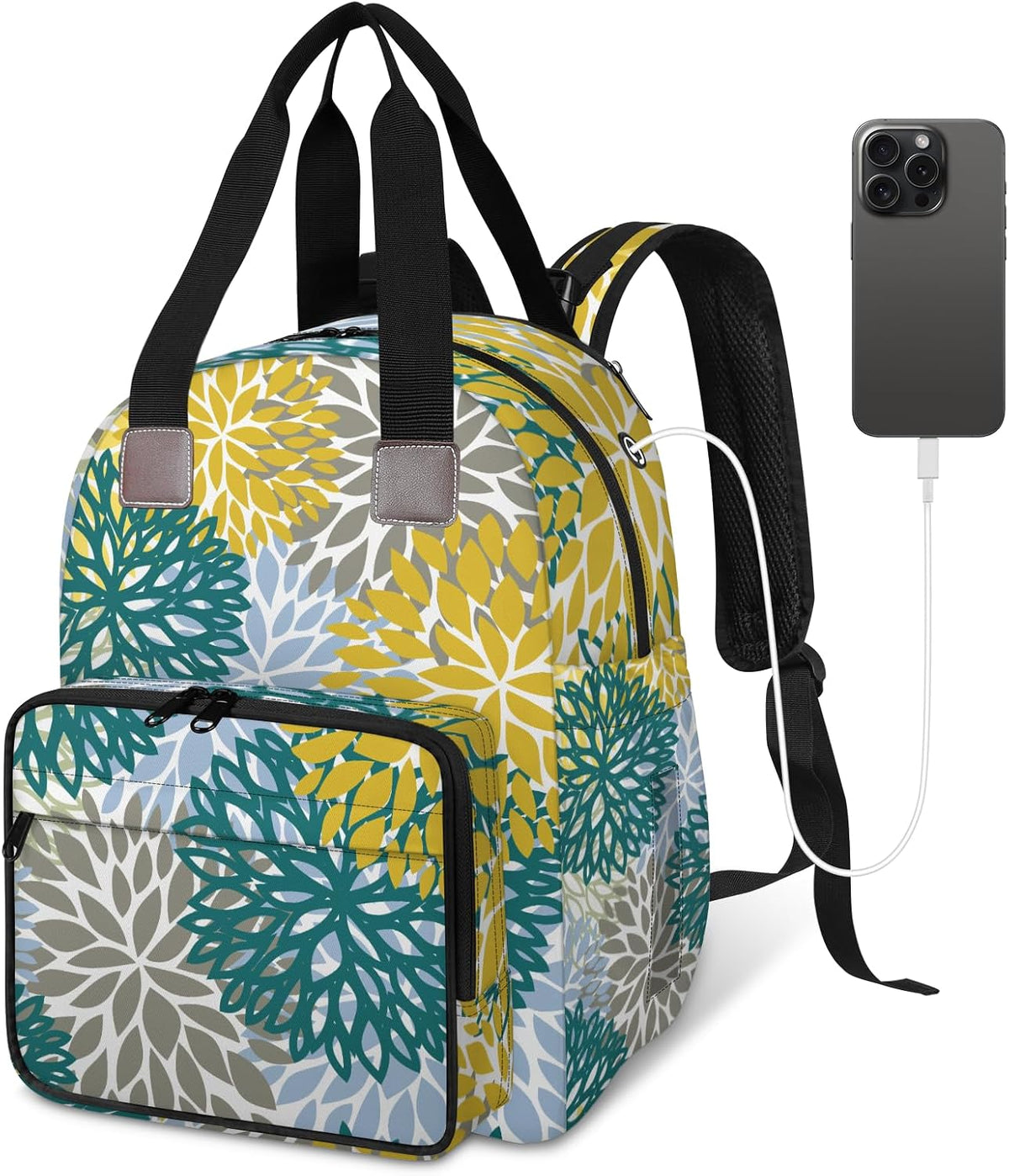 Colourful Leaves Diaper Bag Backpack for Travel, Waterproof Diaper Bag with Insulated Bottle Pockets & USB Port, Large Capacity Baby Bag for Moms & Dads