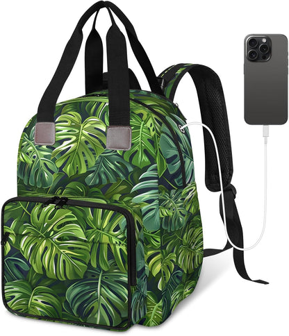 Colourful Leaves Diaper Bag Backpack for Travel, Waterproof Diaper Bag with Insulated Bottle Pockets & USB Port, Large Capacity Baby Bag for Moms & Dads