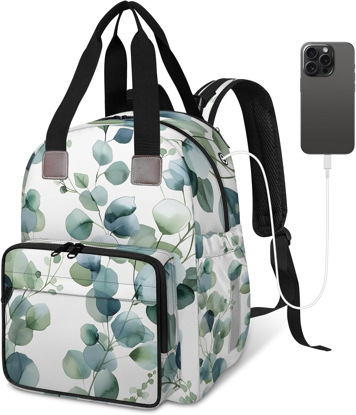 Colourful Leaves Diaper Bag Backpack for Travel, Waterproof Diaper Bag with Insulated Bottle Pockets & USB Port, Large Capacity Baby Bag for Moms & Dads