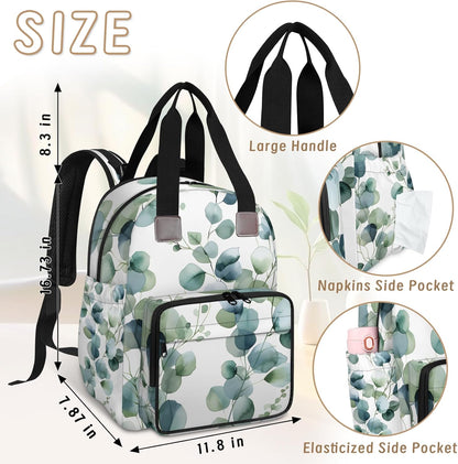 Colourful Leaves Diaper Bag Backpack for Travel, Waterproof Diaper Bag with Insulated Bottle Pockets & USB Port, Large Capacity Baby Bag for Moms & Dads