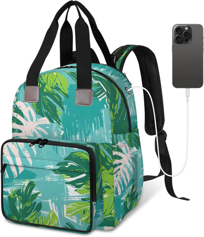 Colourful Leaves Diaper Bag Backpack for Travel, Waterproof Diaper Bag with Insulated Bottle Pockets & USB Port, Large Capacity Baby Bag for Moms & Dads