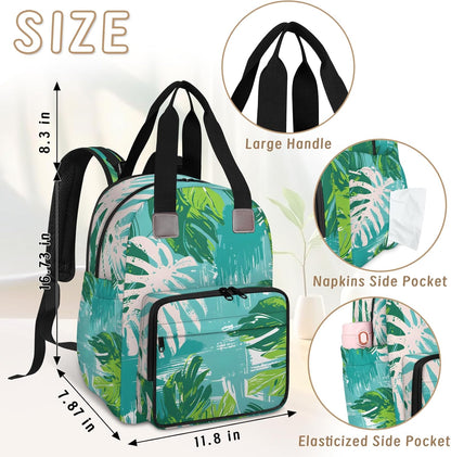 Colourful Leaves Diaper Bag Backpack for Travel, Waterproof Diaper Bag with Insulated Bottle Pockets & USB Port, Large Capacity Baby Bag for Moms & Dads
