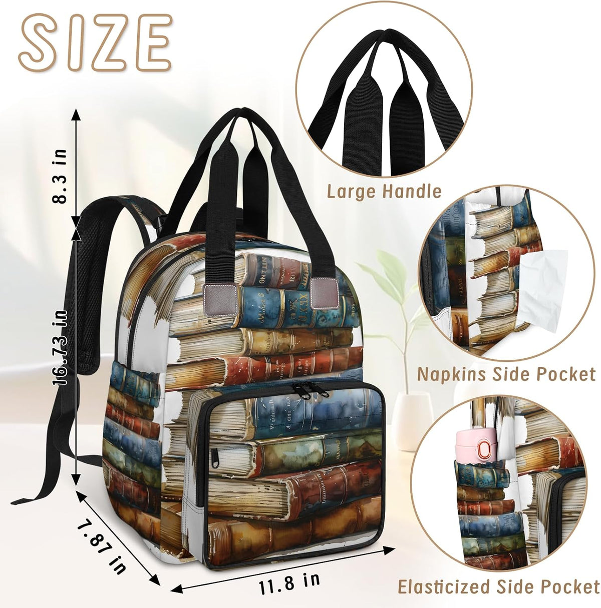 Colourful Leaves Diaper Bag Backpack for Travel, Waterproof Diaper Bag with Insulated Bottle Pockets & USB Port, Large Capacity Baby Bag for Moms & Dads