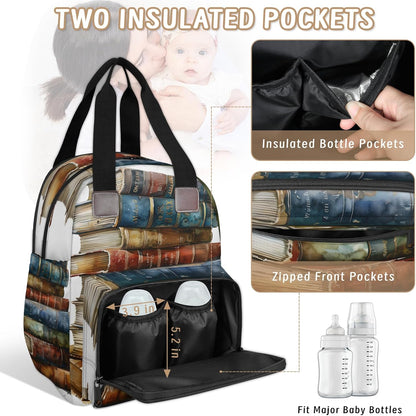 Colourful Leaves Diaper Bag Backpack for Travel, Waterproof Diaper Bag with Insulated Bottle Pockets & USB Port, Large Capacity Baby Bag for Moms & Dads