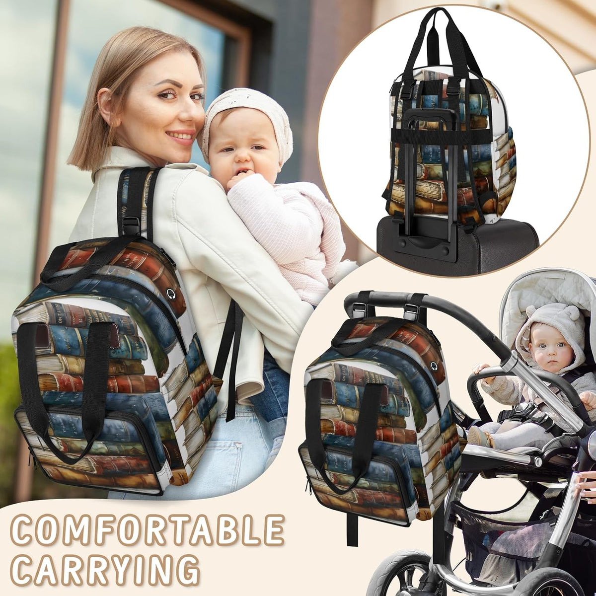 Colourful Leaves Diaper Bag Backpack for Travel, Waterproof Diaper Bag with Insulated Bottle Pockets & USB Port, Large Capacity Baby Bag for Moms & Dads