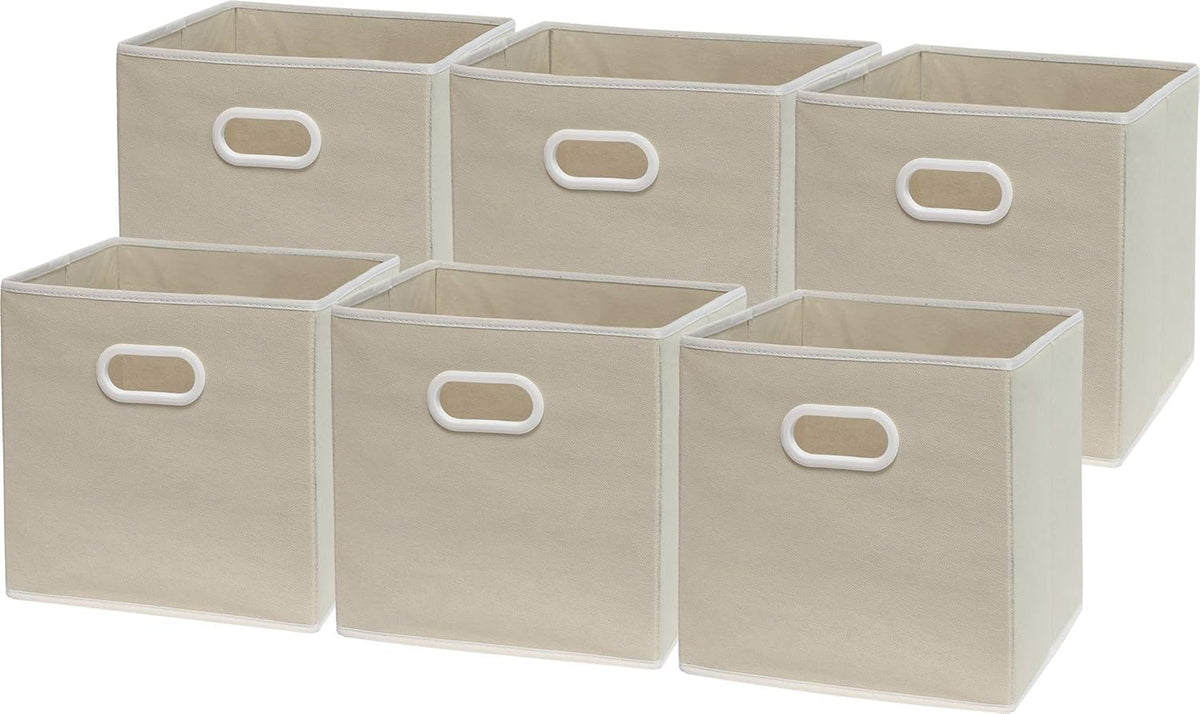 11-Inch Foldable Cube Storage Bins with Handles, Dark Gray