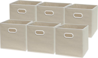 11-Inch Foldable Cube Storage Bins with Handles, Dark Gray