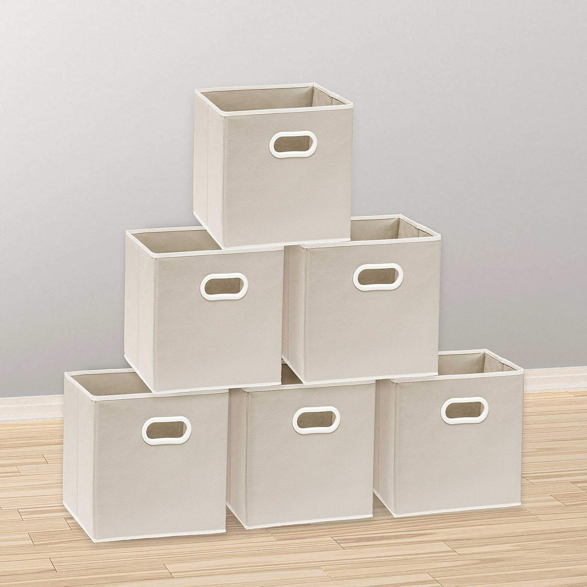11-Inch Foldable Cube Storage Bins with Handles, Dark Gray