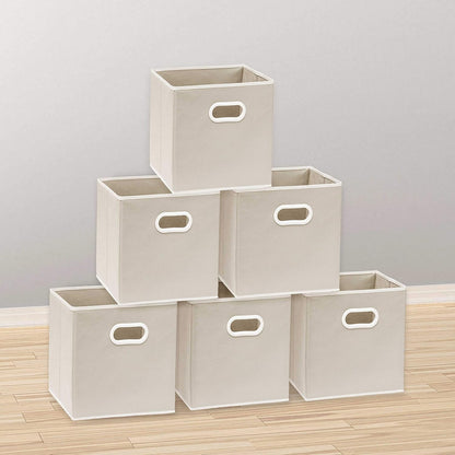 11-Inch Foldable Cube Storage Bins with Handles, Dark Gray