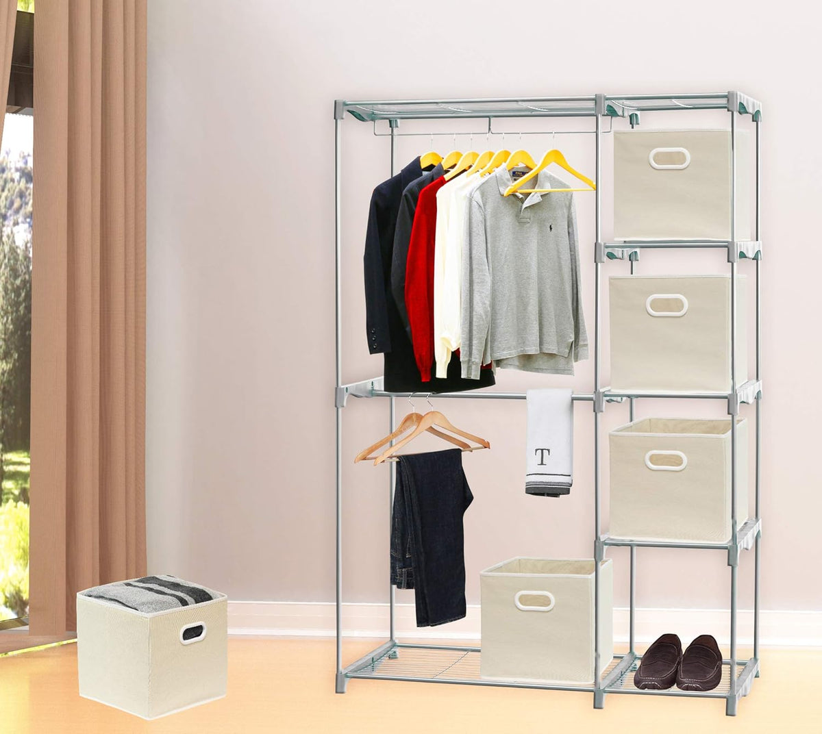 11-Inch Foldable Cube Storage Bins with Handles, Dark Gray