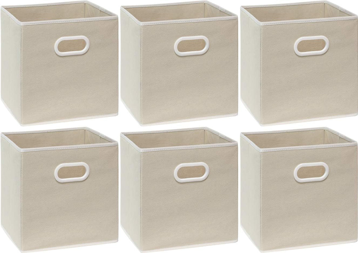 11-Inch Foldable Cube Storage Bins with Handles, Dark Gray
