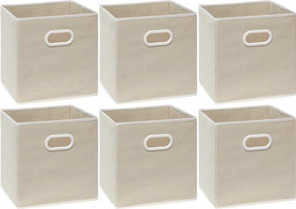 11-Inch Foldable Cube Storage Bins with Handles, Dark Gray