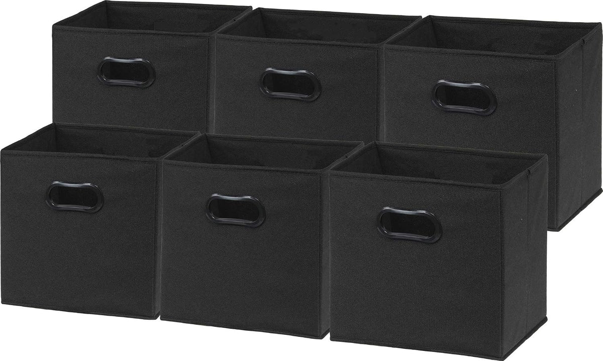 11-Inch Foldable Cube Storage Bins with Handles, Dark Gray