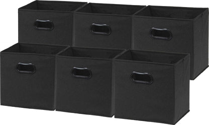 11-Inch Foldable Cube Storage Bins with Handles, Dark Gray