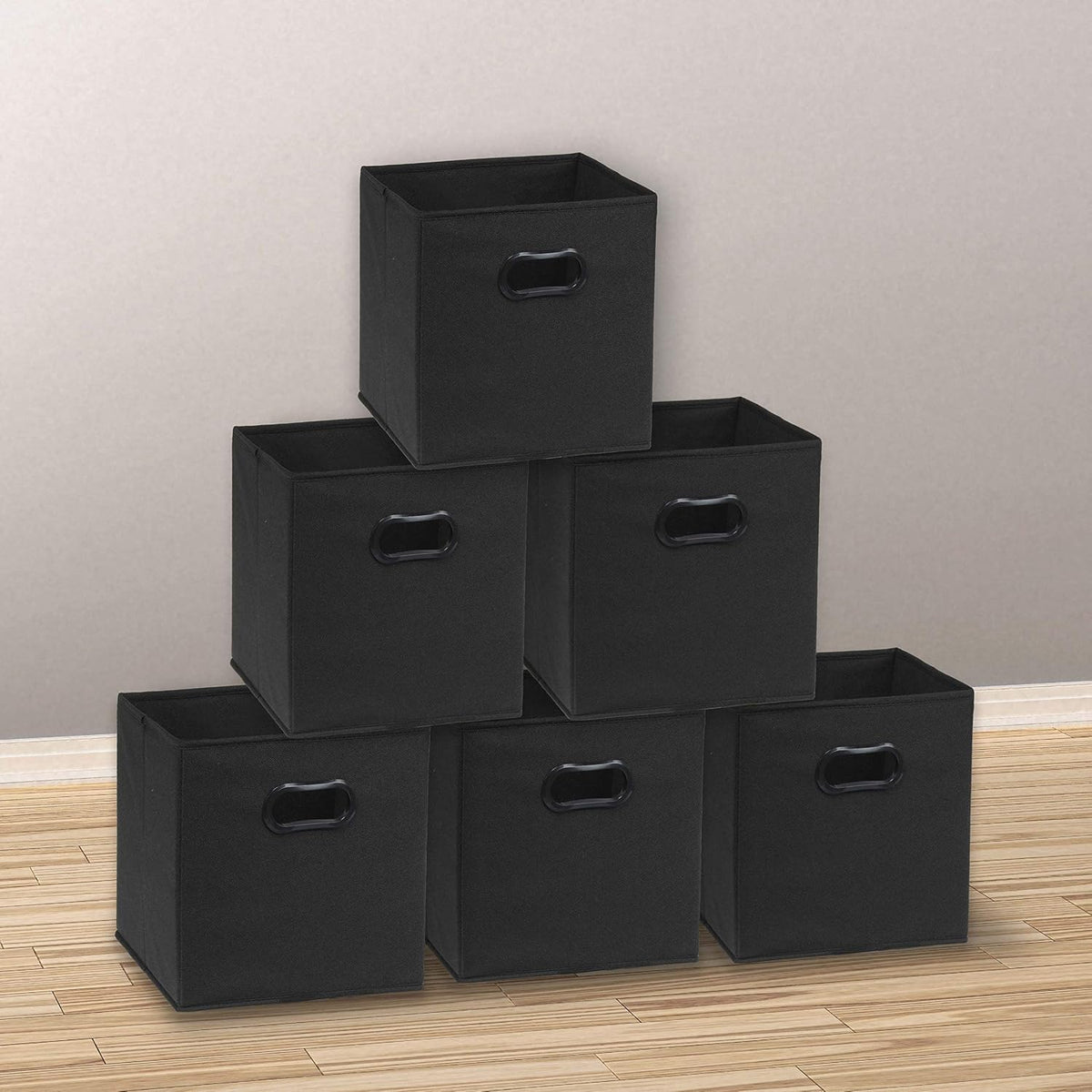 11-Inch Foldable Cube Storage Bins with Handles, Dark Gray