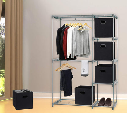 11-Inch Foldable Cube Storage Bins with Handles, Dark Gray