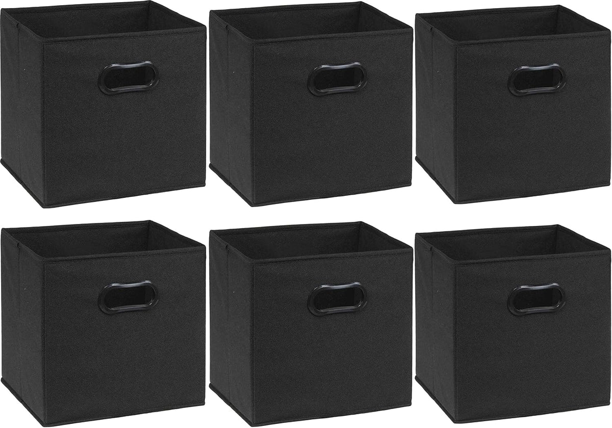 11-Inch Foldable Cube Storage Bins with Handles, Dark Gray