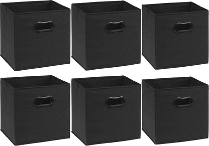 11-Inch Foldable Cube Storage Bins with Handles, Dark Gray