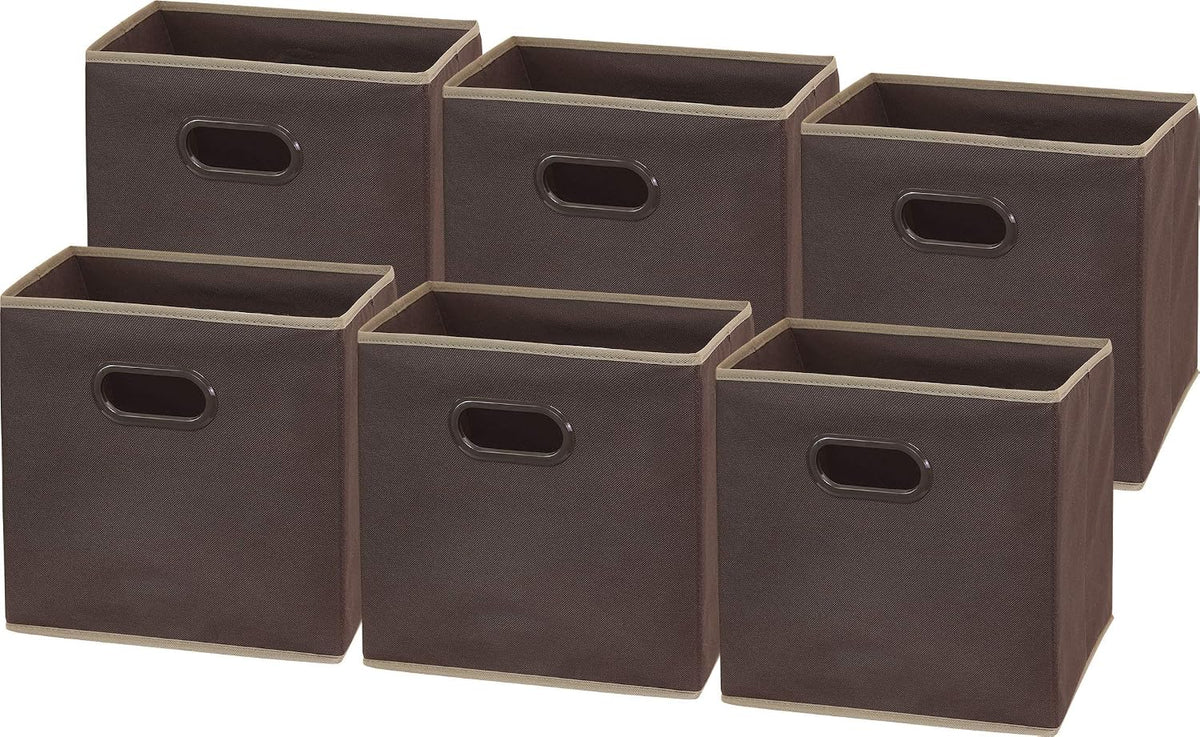 11-Inch Foldable Cube Storage Bins with Handles, Dark Gray