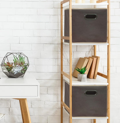 11-Inch Foldable Cube Storage Bins with Handles, Dark Gray