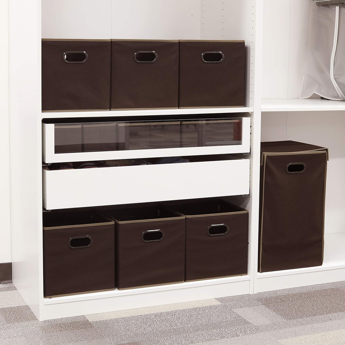 11-Inch Foldable Cube Storage Bins with Handles, Dark Gray
