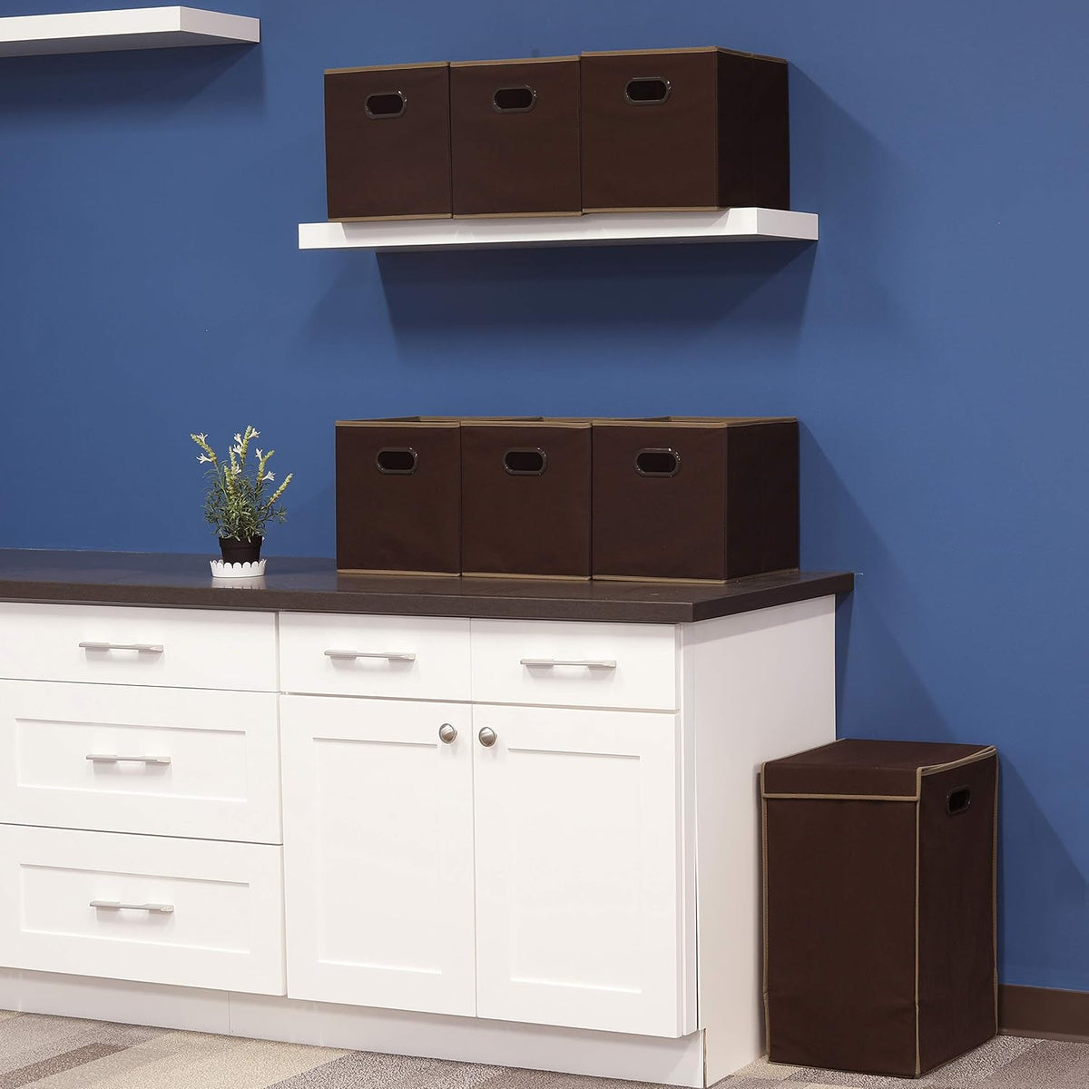 11-Inch Foldable Cube Storage Bins with Handles, Dark Gray
