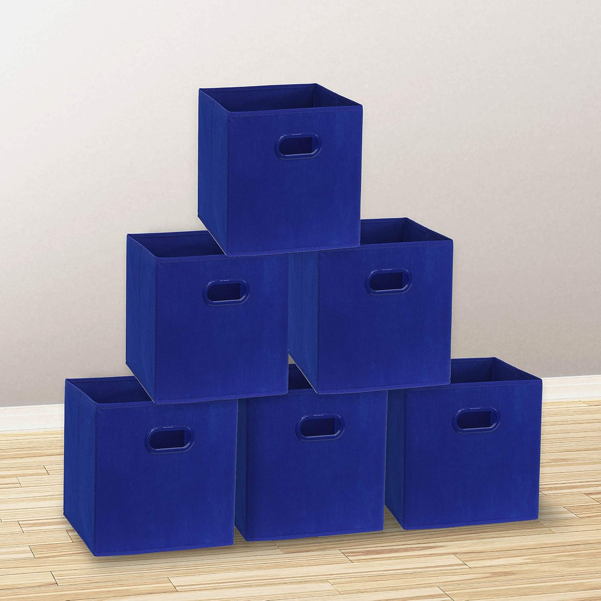 11-Inch Foldable Cube Storage Bins with Handles, Dark Gray