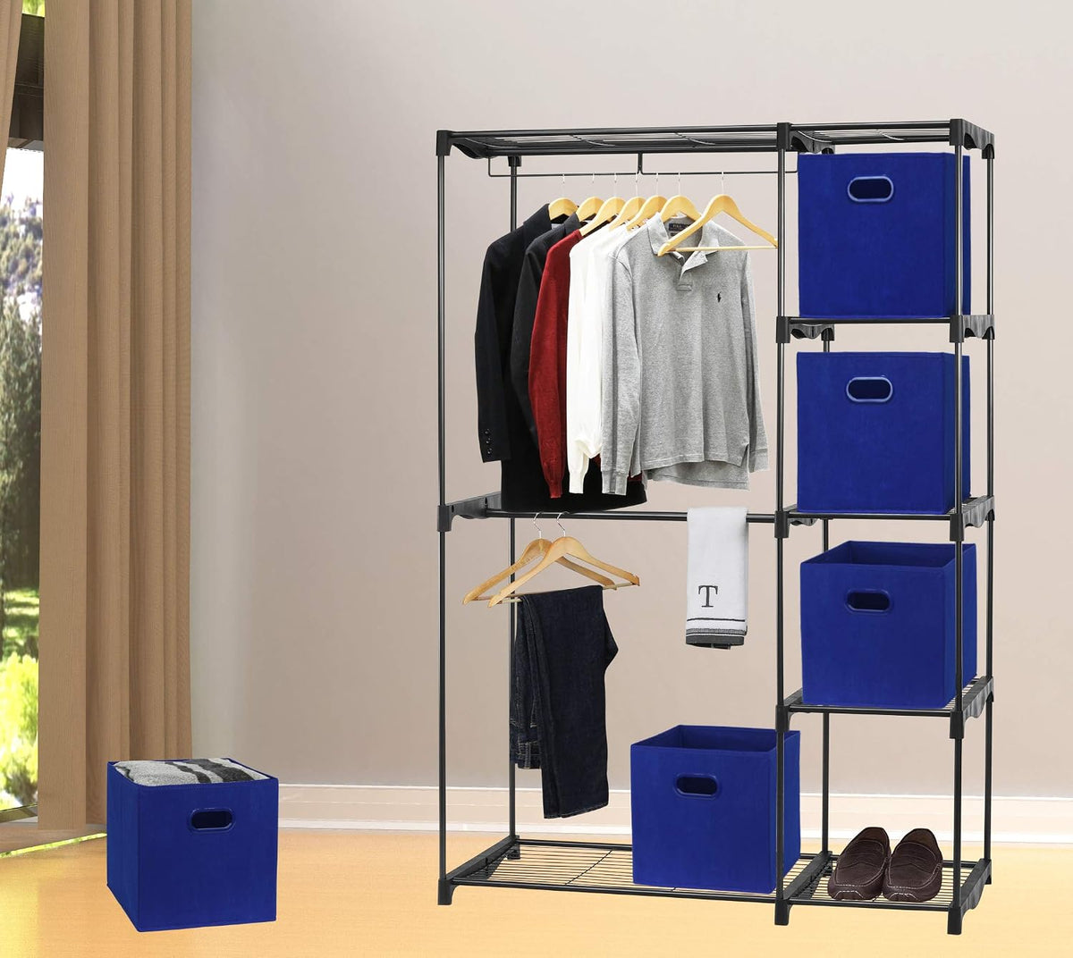 11-Inch Foldable Cube Storage Bins with Handles, Dark Gray