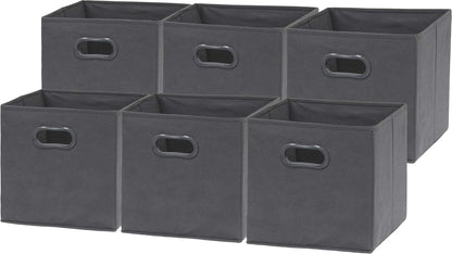 11-Inch Foldable Cube Storage Bins with Handles, Dark Gray