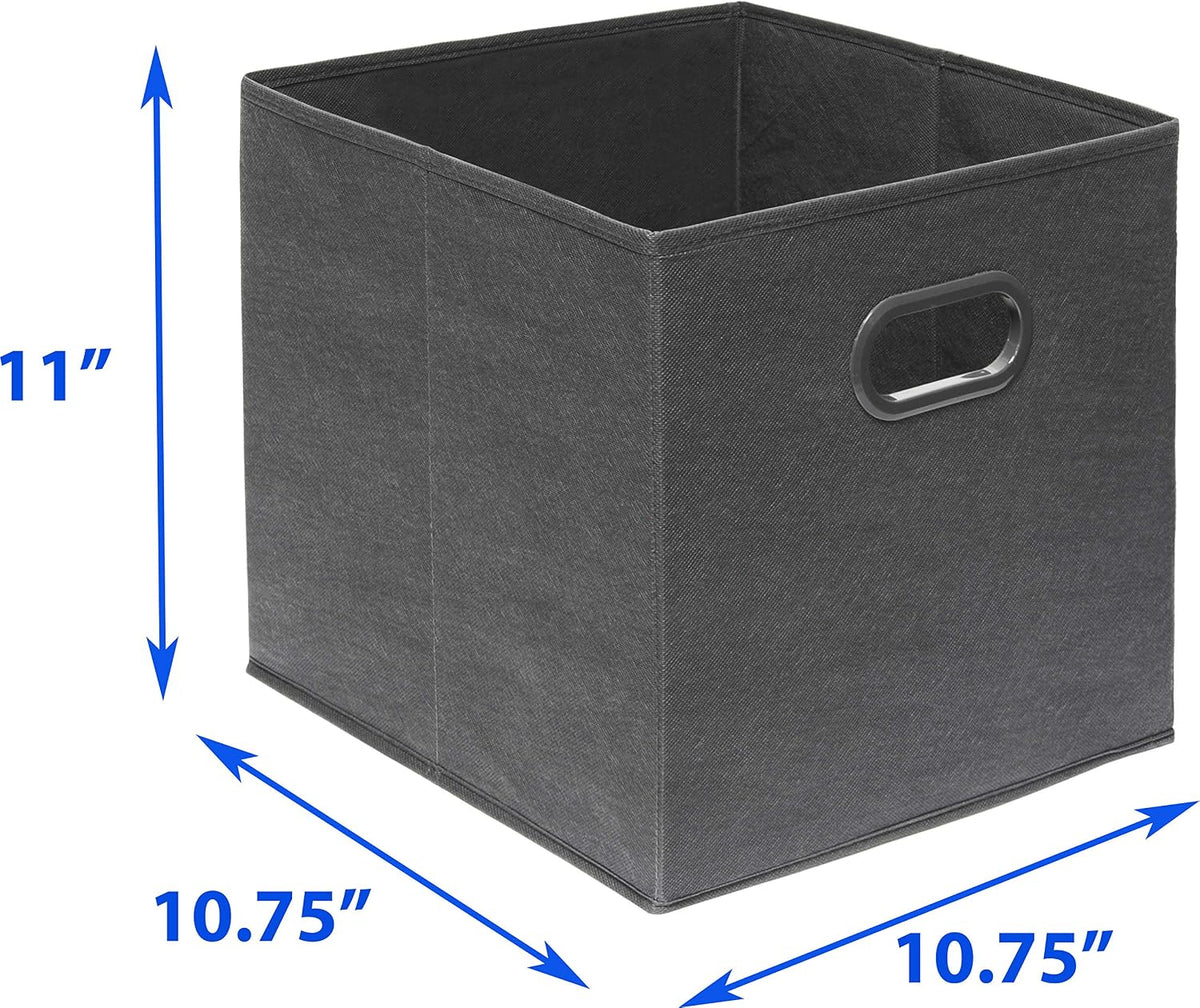 11-Inch Foldable Cube Storage Bins with Handles, Dark Gray