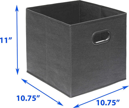 11-Inch Foldable Cube Storage Bins with Handles, Dark Gray