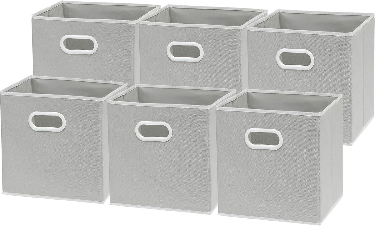 11-Inch Foldable Cube Storage Bins with Handles, Dark Gray
