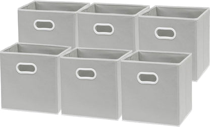 11-Inch Foldable Cube Storage Bins with Handles, Dark Gray