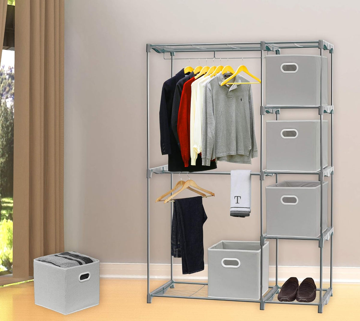 11-Inch Foldable Cube Storage Bins with Handles, Dark Gray