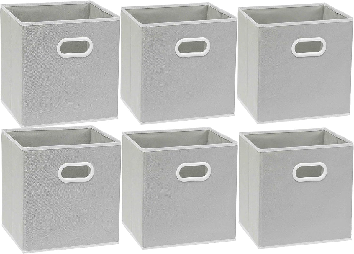 11-Inch Foldable Cube Storage Bins with Handles, Dark Gray