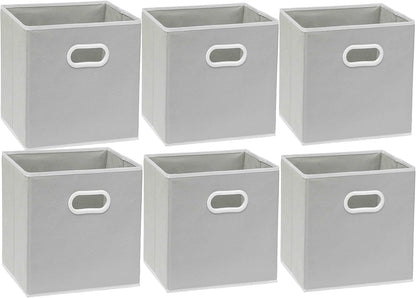 11-Inch Foldable Cube Storage Bins with Handles, Dark Gray
