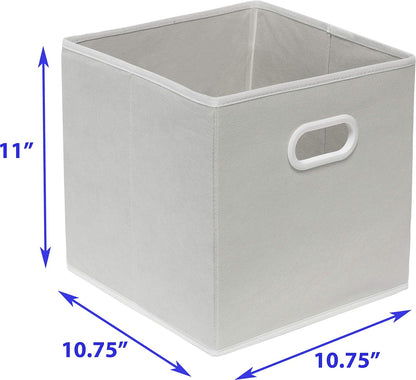 11-Inch Foldable Cube Storage Bins with Handles, Dark Gray
