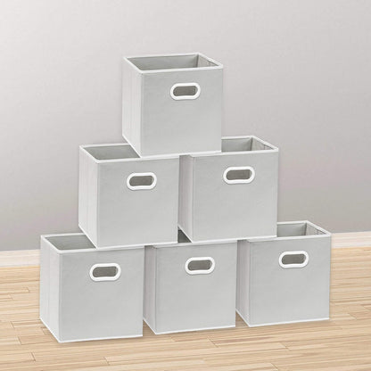 11-Inch Foldable Cube Storage Bins with Handles, Dark Gray