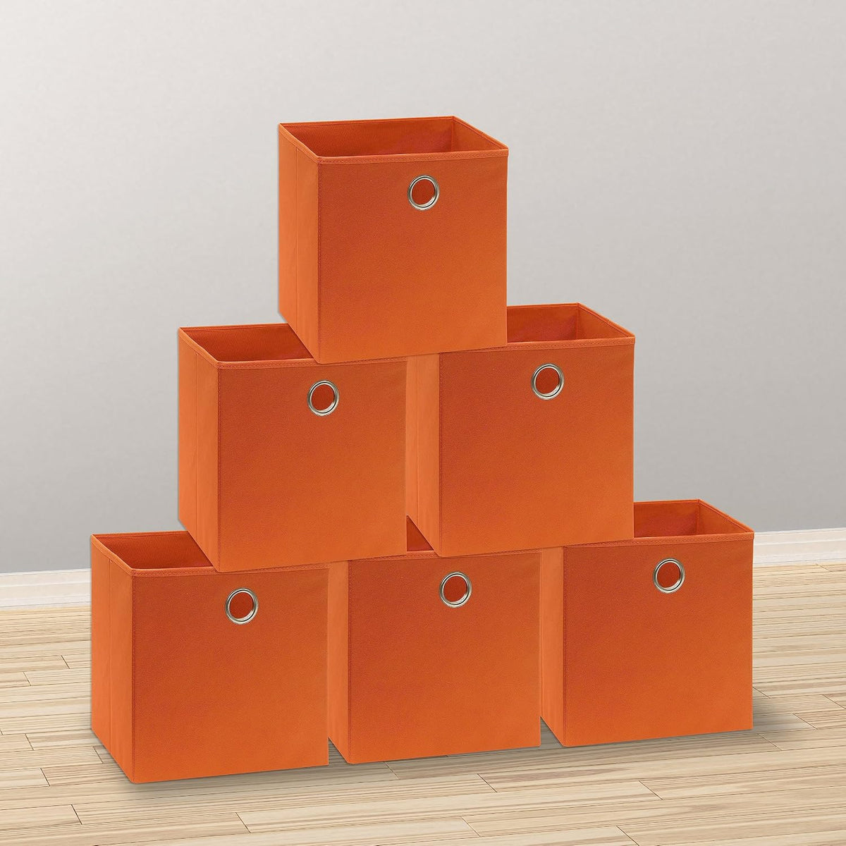 11-Inch Foldable Cube Storage Bins with Handles, Dark Gray
