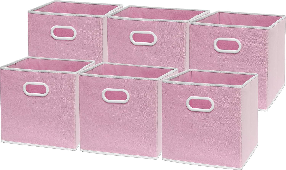 11-Inch Foldable Cube Storage Bins with Handles, Dark Gray