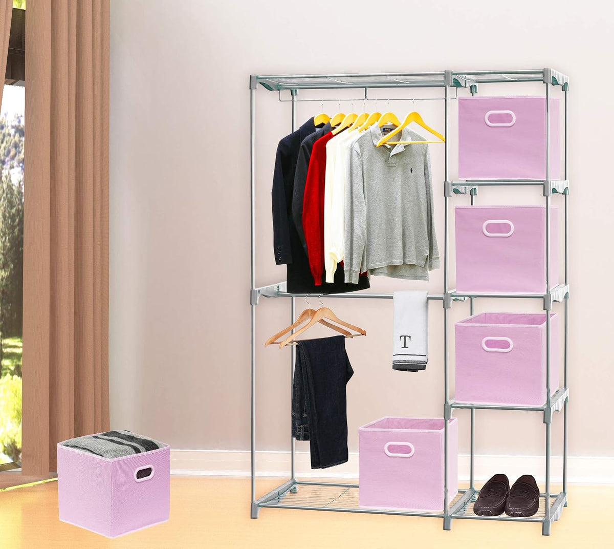 11-Inch Foldable Cube Storage Bins with Handles, Dark Gray