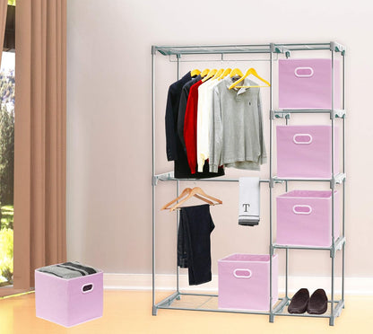 11-Inch Foldable Cube Storage Bins with Handles, Dark Gray