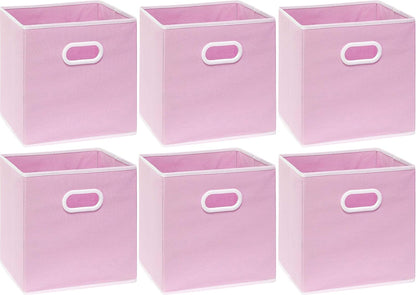 11-Inch Foldable Cube Storage Bins with Handles, Dark Gray
