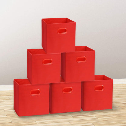 11-Inch Foldable Cube Storage Bins with Handles, Dark Gray