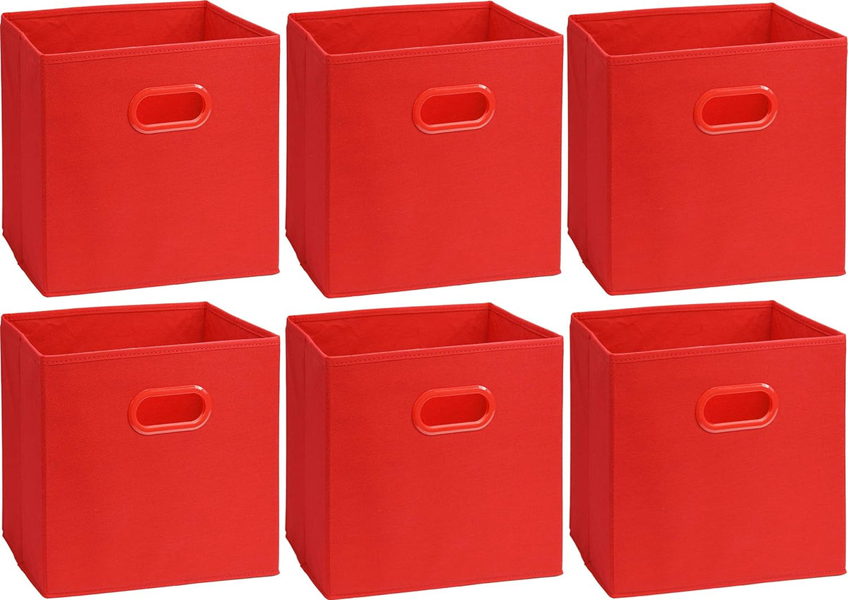 11-Inch Foldable Cube Storage Bins with Handles, Dark Gray