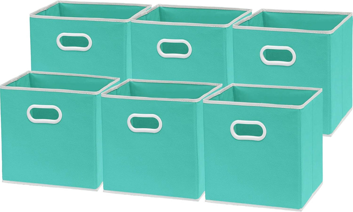 11-Inch Foldable Cube Storage Bins with Handles, Dark Gray