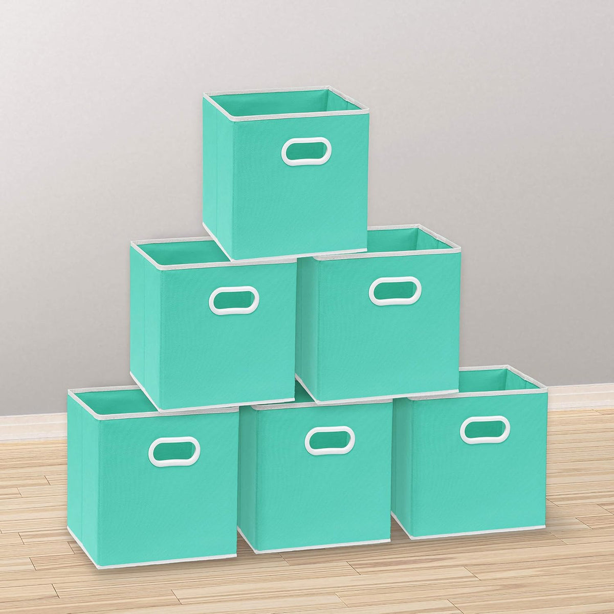 11-Inch Foldable Cube Storage Bins with Handles, Dark Gray