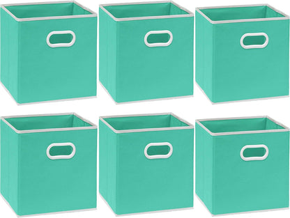 11-Inch Foldable Cube Storage Bins with Handles, Dark Gray