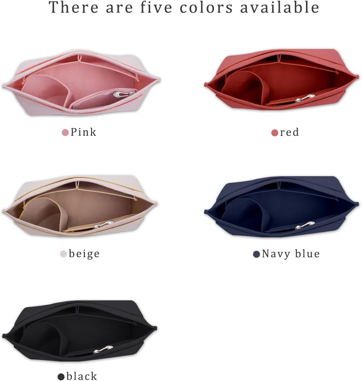 Felt Purse Organizer Insert Tote Organizers for Longchamp Divider Pocket & Zipper Inner Bag Liner fit Large, Navy Blue